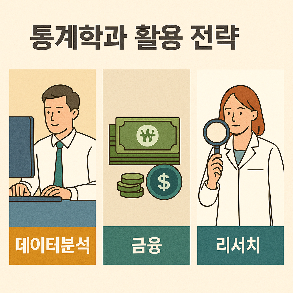데이터분석, 금융, 리서치 분야를 설명하는 한국어 정보 이미지