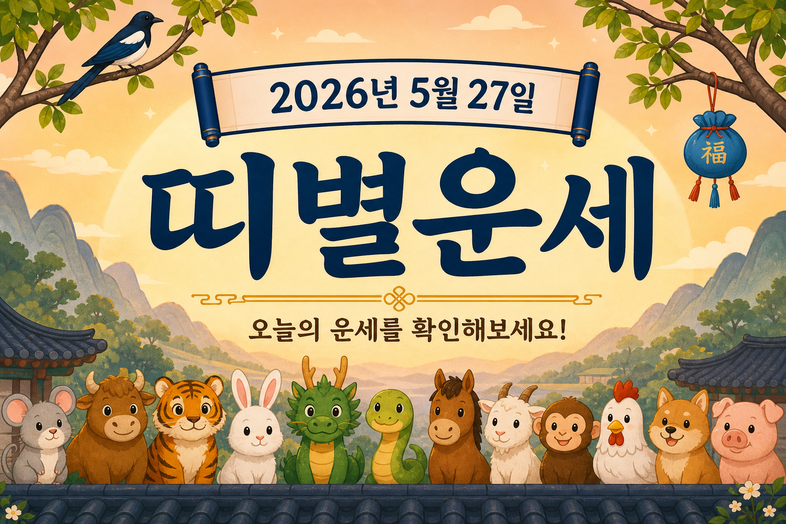 2026년 5월 27일 띠별운세 무료 보기 만세력 2D 이미지