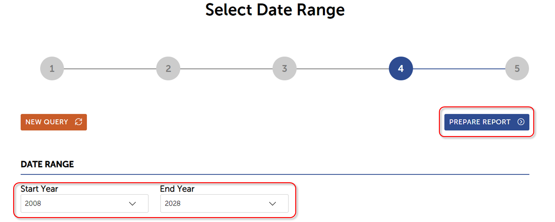 GDP 갭 확인하는 법 10 - 연도를 정하고 PREPARE REPORT 클릭