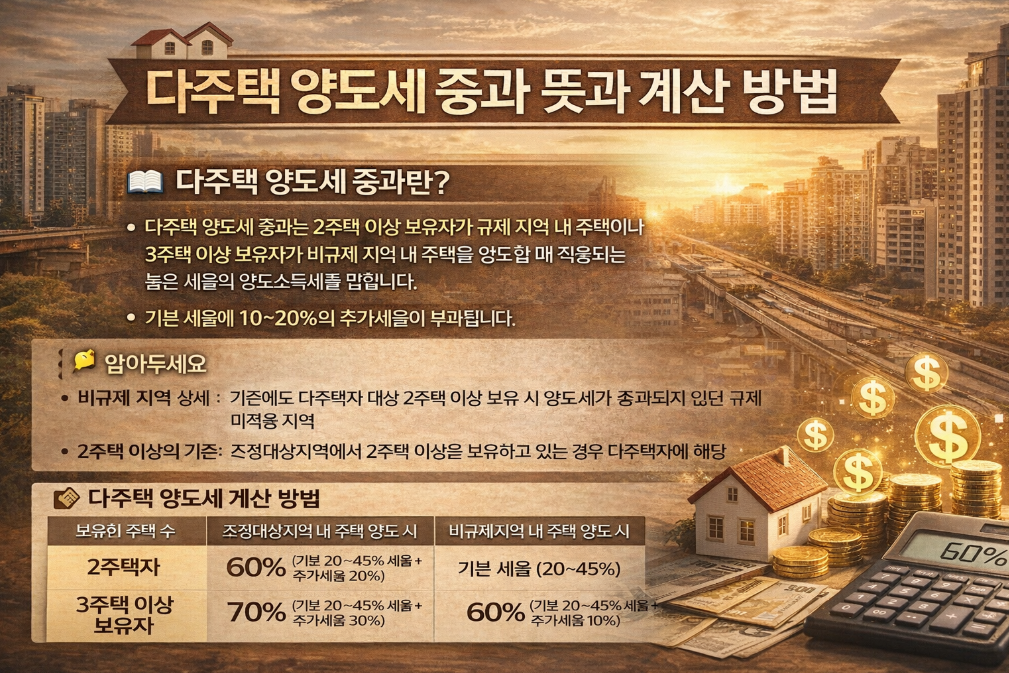 다주택 양도세 중과의 뜻과 계산법 3분 완벽 정리
