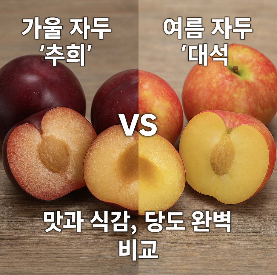 가을 자두 '추희' vs 여름 자두 '대석', 맛과 식감, 당도 완벽 비교