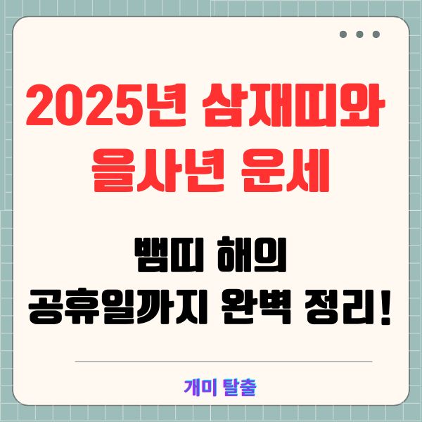 2025년 삼재띠와 을사년 운세: 뱀띠 해의 공휴일까지 완벽 정리!