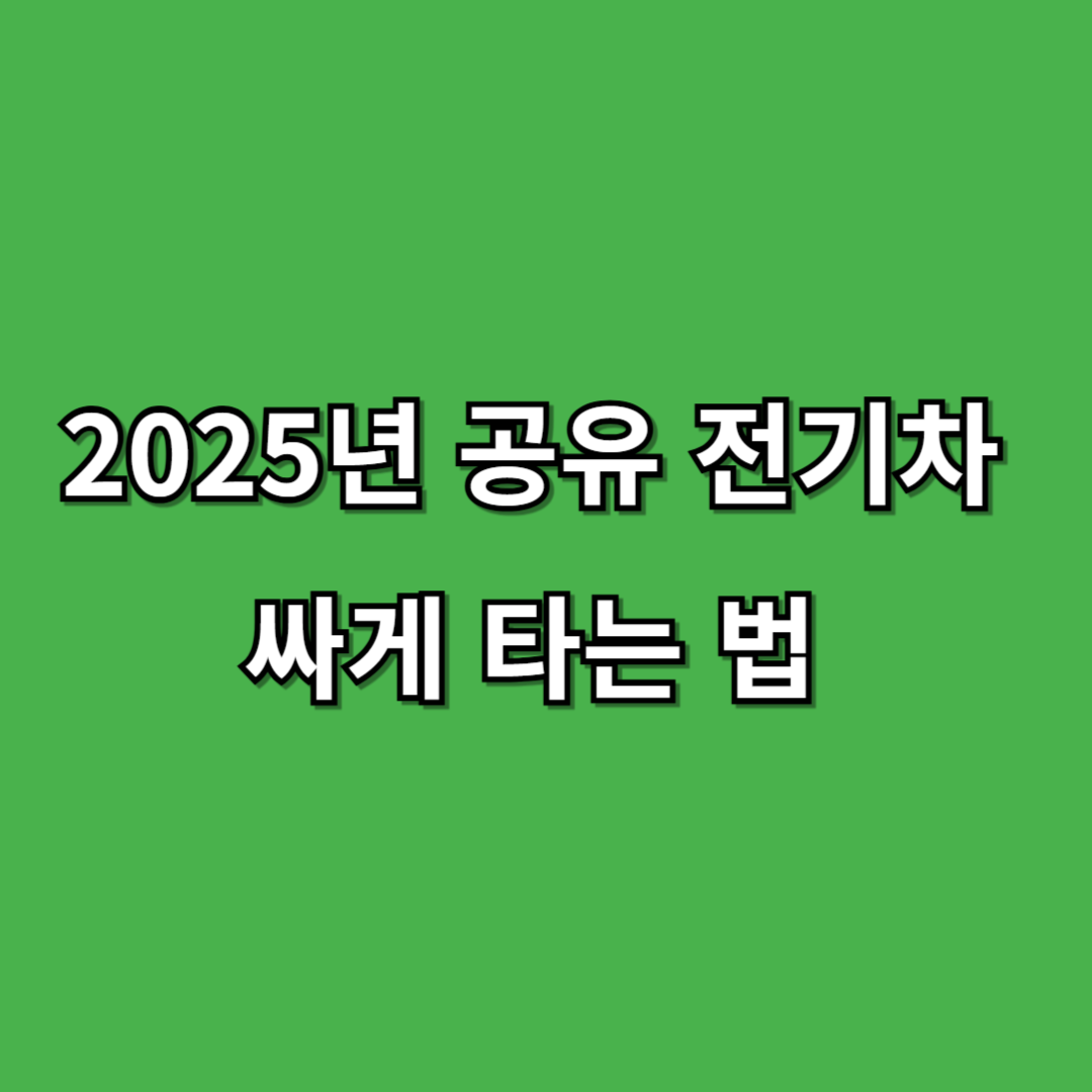 2025년 공유 전기차 싸게 타는 법 &ndash; 쏘카 vs 그린카 요금 비교와 충전비 절약 팁