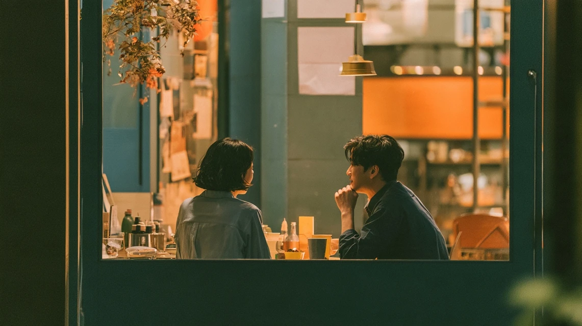 화제를 자연스럽게 전환하며 대화하는 모임원들