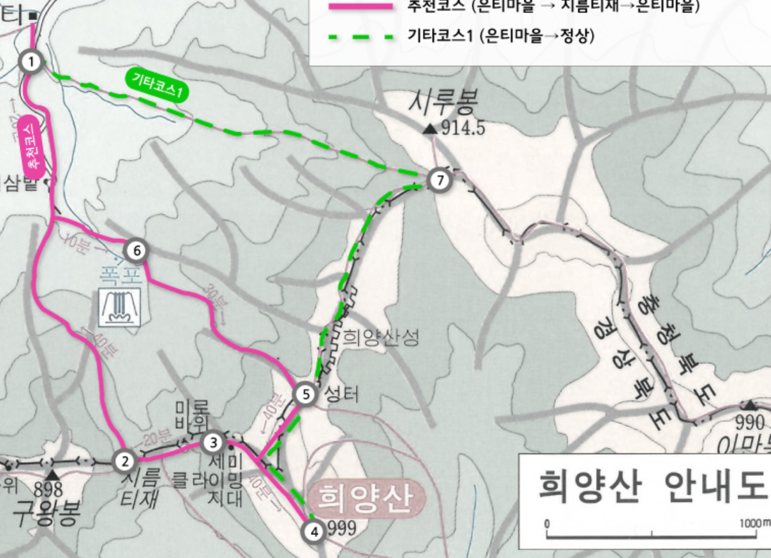 희양산 등산지도