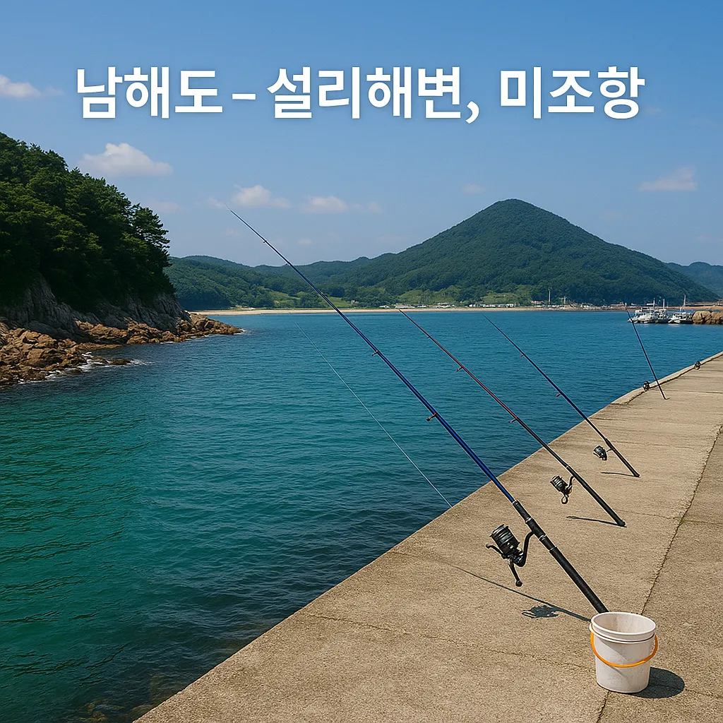 남해도 미조항 방파제에서 펼쳐진 낚시 명당 전경