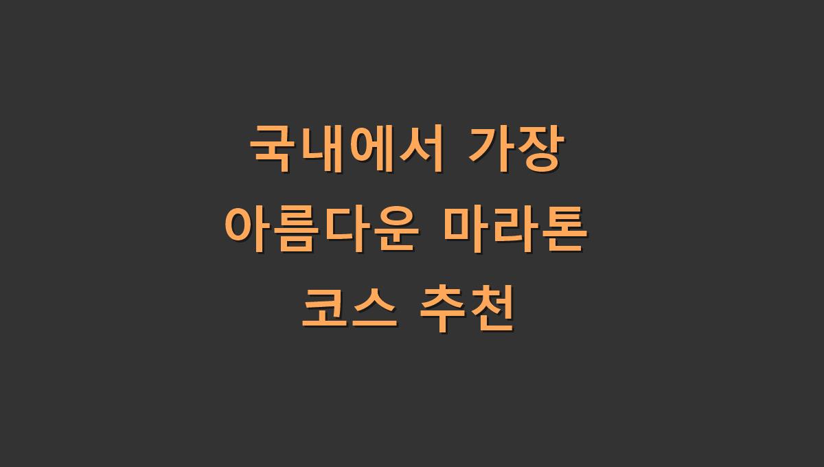 국내에서 가장 아름다운 마라톤 코스 추천