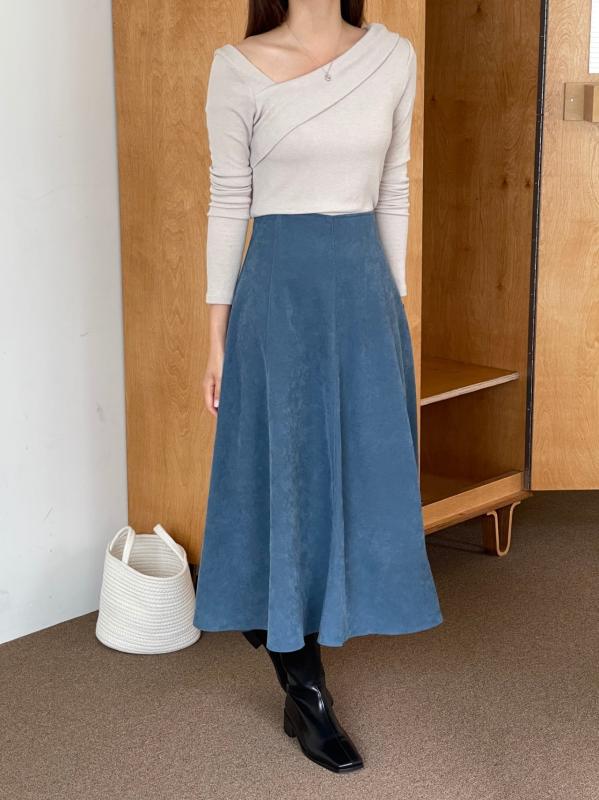 라임트리오브마인 풀 플레어 기모 스웨이드 겨울 스커트