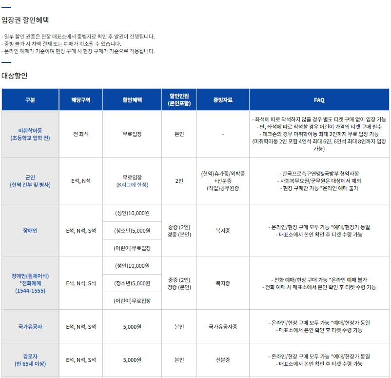 수원삼성블루윙즈 수원월드컵경기장 홈경기 입장권 요금, 티켓 가격, 할인, 예매 등 관람안내
