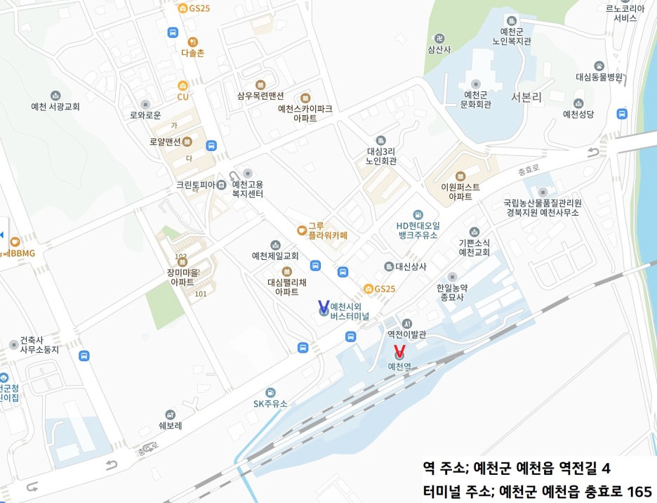 예천시외버스터미널 주변 지도