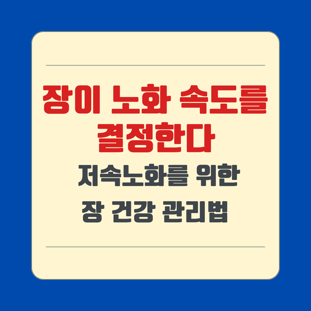 장이 노화 속도를 결정한다(저속노화를 위한 장 건강 관리법)