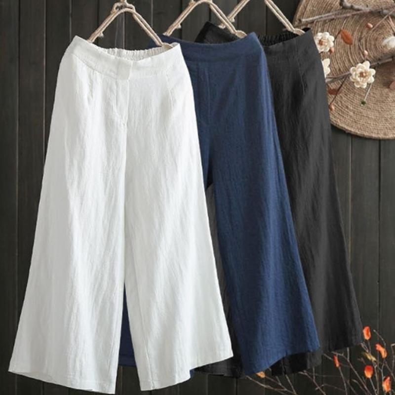 린넨통바지 화이트와이드팬츠 여자냉장고바지 7부와이드