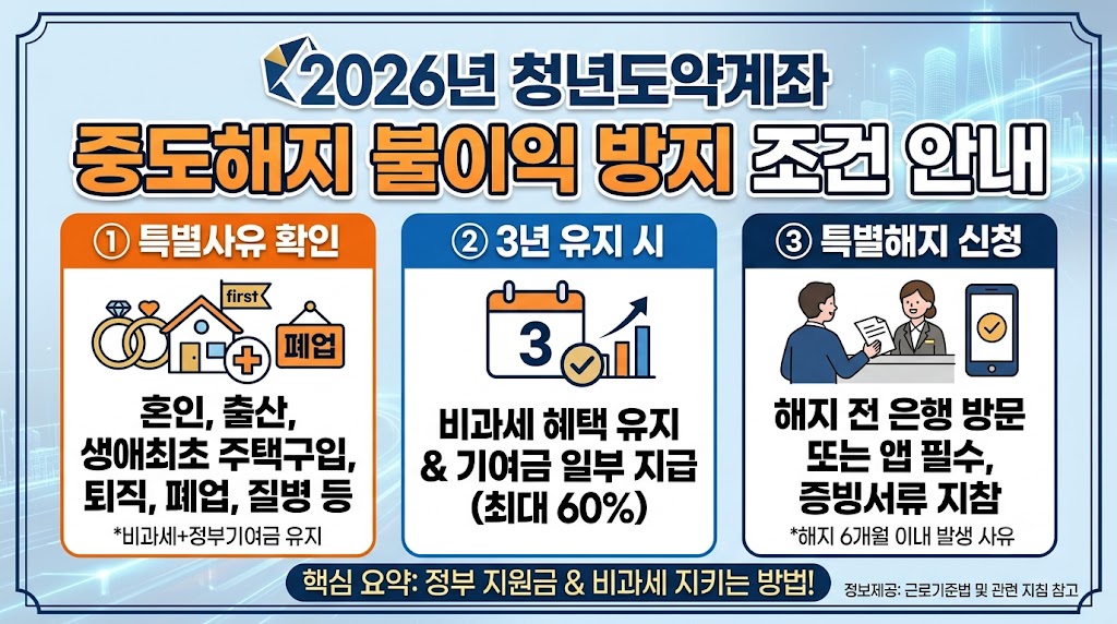 2026년 청년도약계좌 중도해지 요건 및 정부기여금 보존 사유 가이드