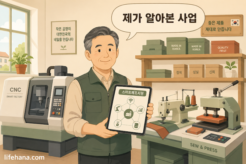 스마트 제조 장비 도입을 고민하는 소공인과 2026년 추가 모집 기간이 명시된 타이틀 카드