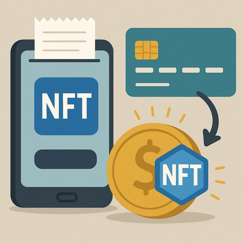 NFT-결제가-언제쯤-일반화될지를-상징적으로-표현한-일러스트-이미지로-스마트폰-신용카드-가상자산을-연결하여-결제를-묘사