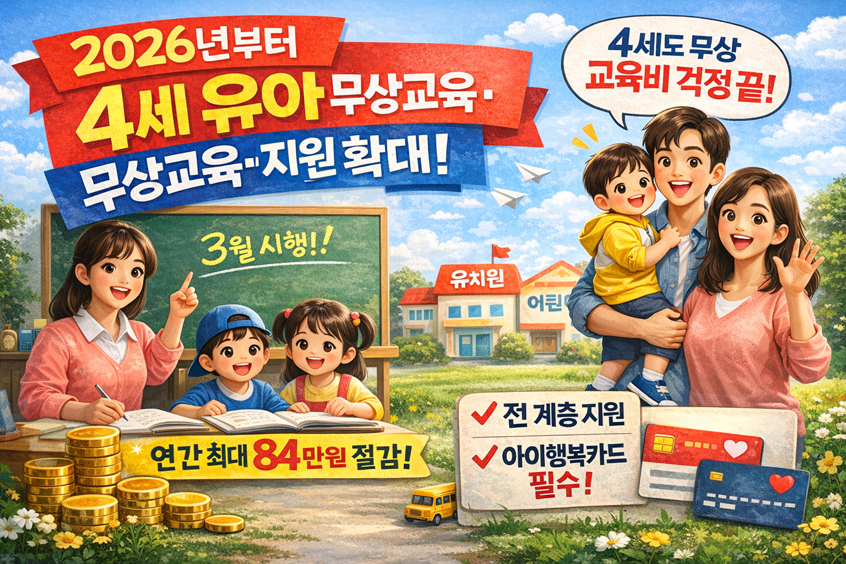 4세 유아 무상교육&middot;보육비 지원 확대