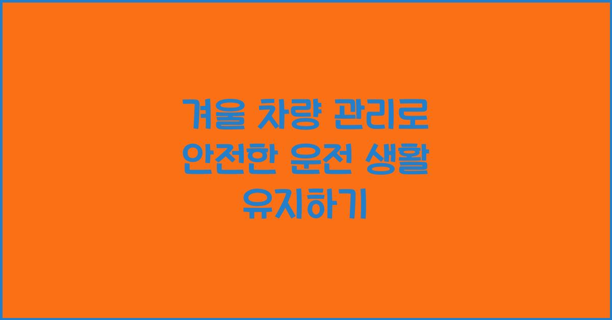 겨울 차량 관리