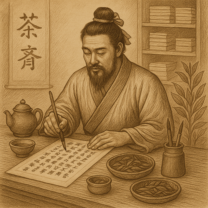 차 문화의 아버지 육우가 다경을 저술하는 모습