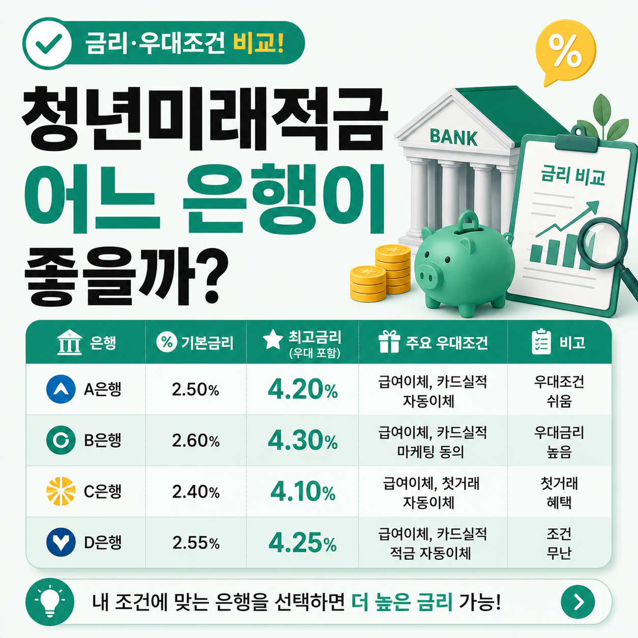 청년미래적금 은행별 금리 비교표