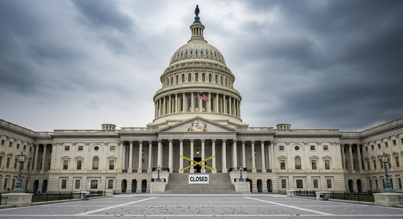 미국 연방정부 셧다운을 상징하는 폐쇄된 미 의회 의사당