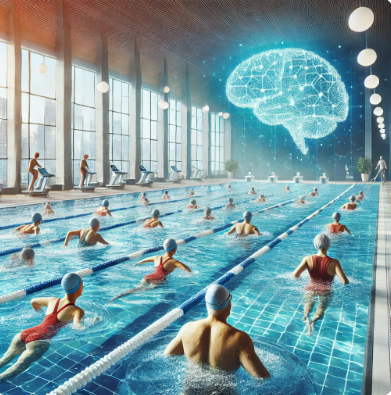 여러사람이 수영하는 이미지