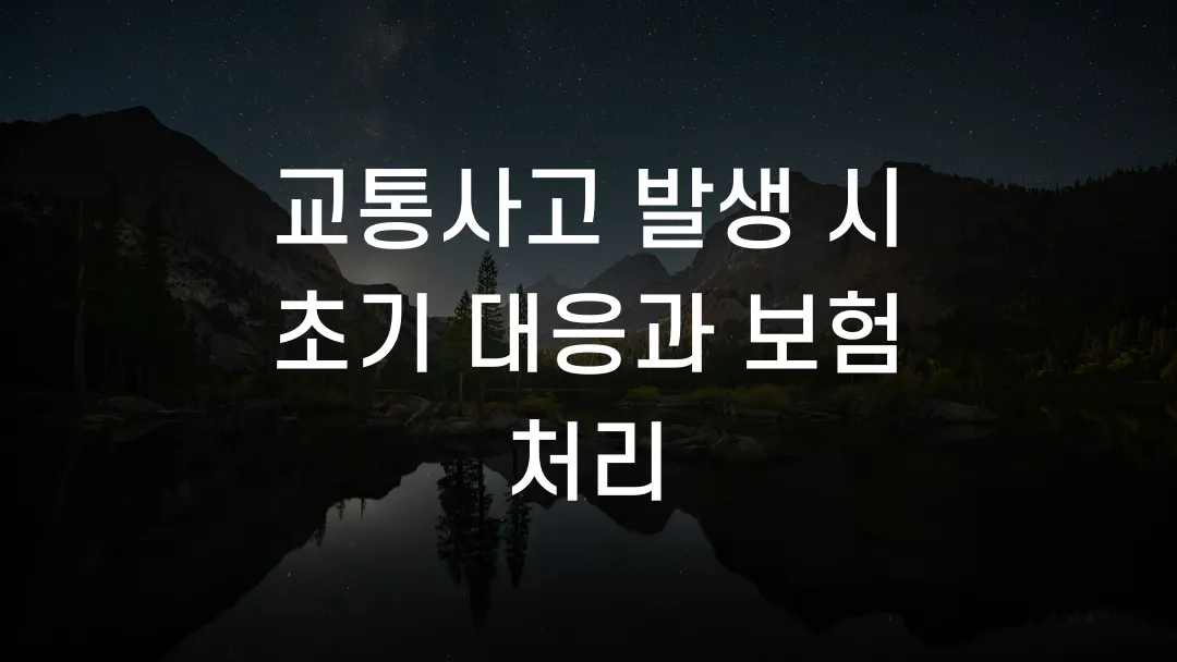 교통사고 발생 시 초기 대응과 보험 처리