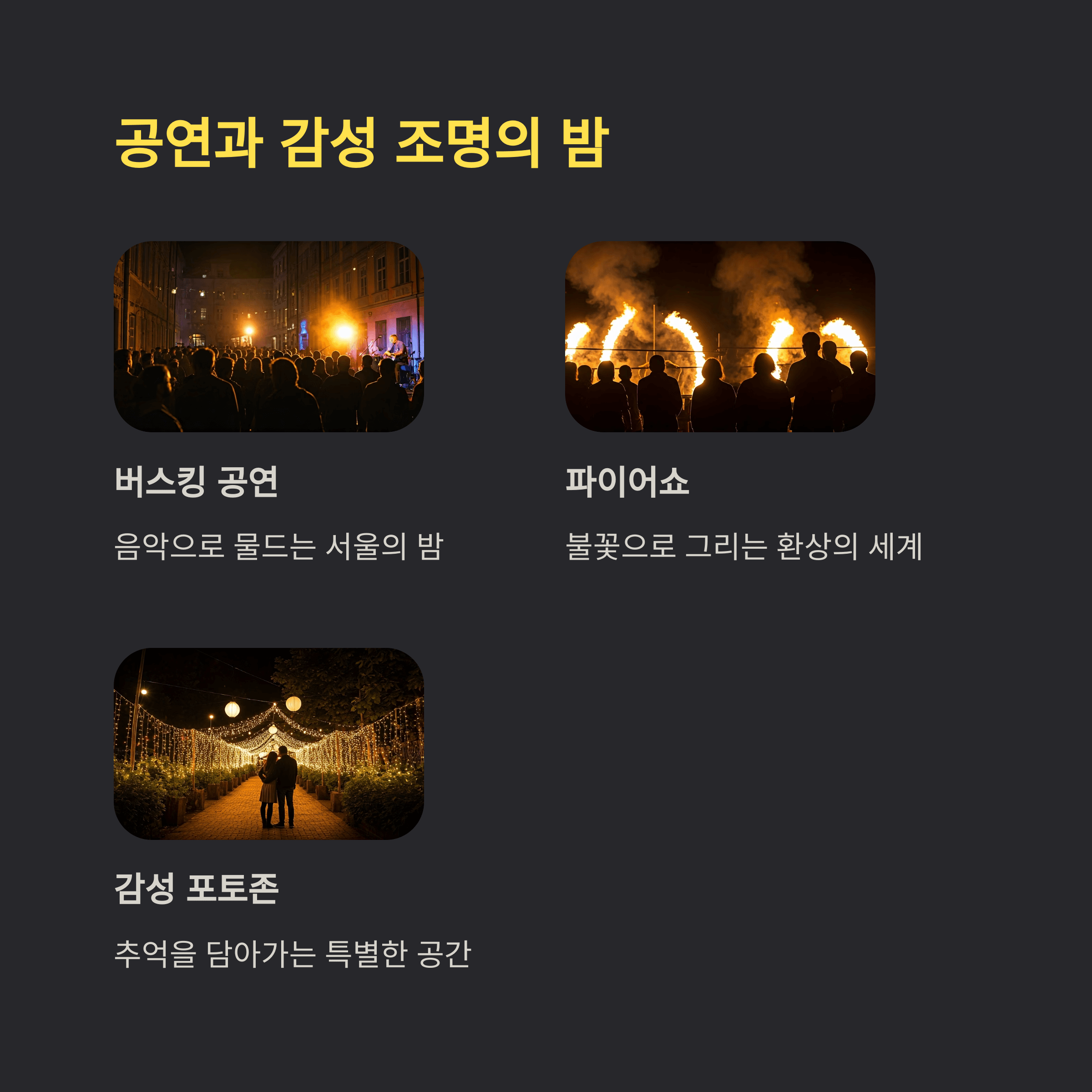 공연과 감성 조명의 밤