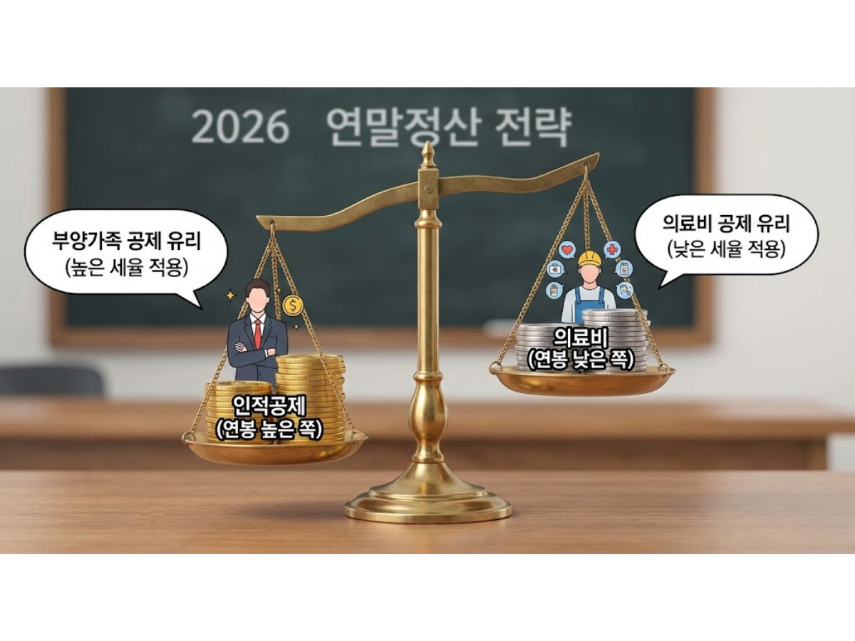 모든 항목을 다 연봉 높은 사람에게 몰아주면 안 됩니다. 의료비는 정반대입니다.