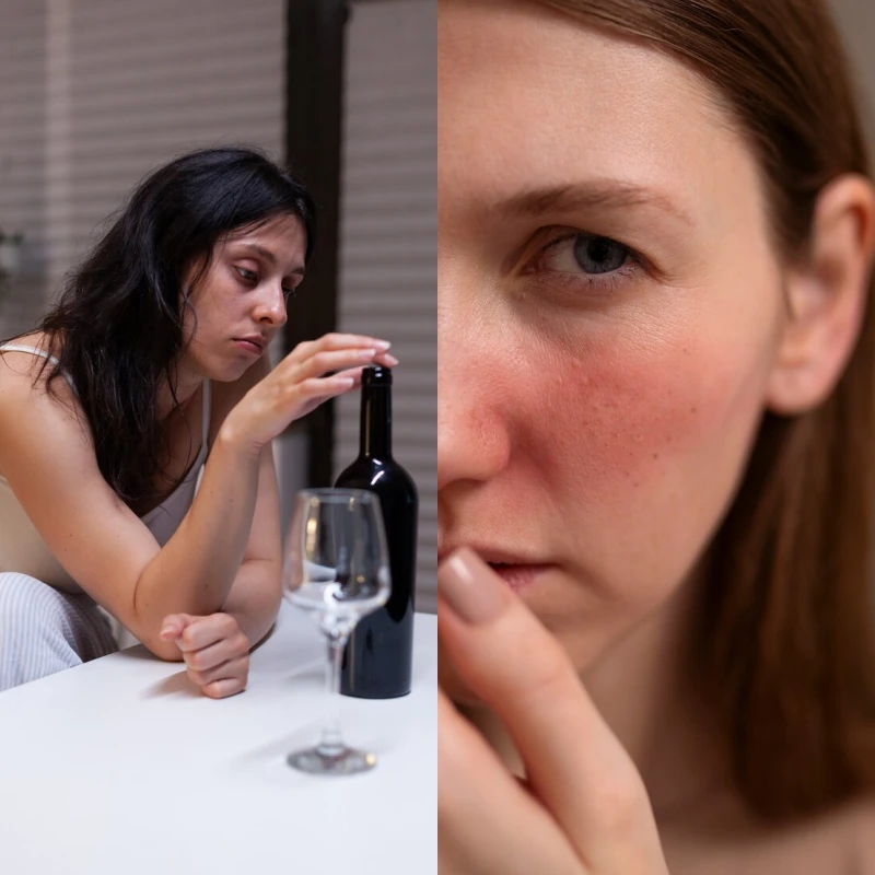 술마시고 얼굴이 빨개진 여자 썸네일