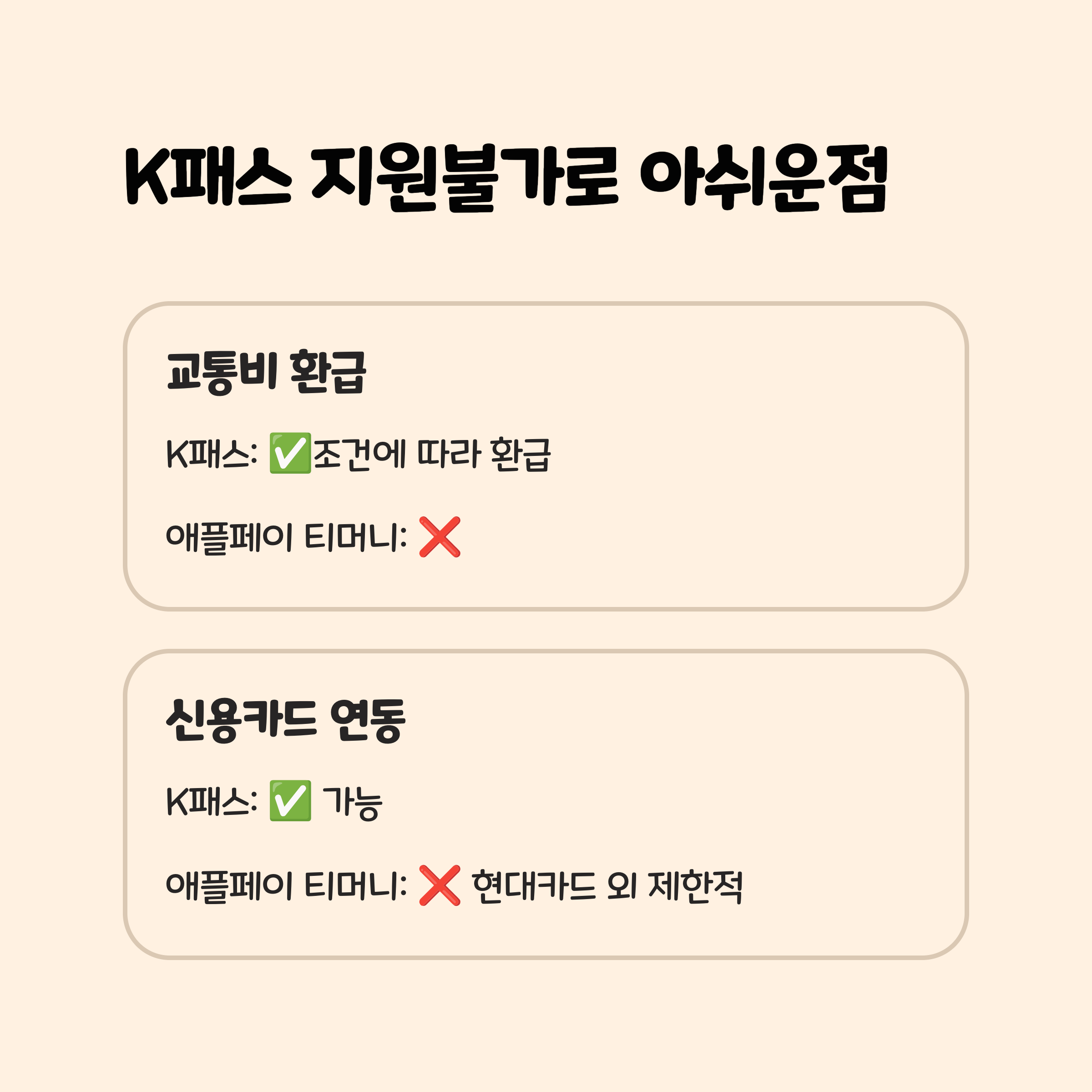 k패스 지원불가로 아쉬운점