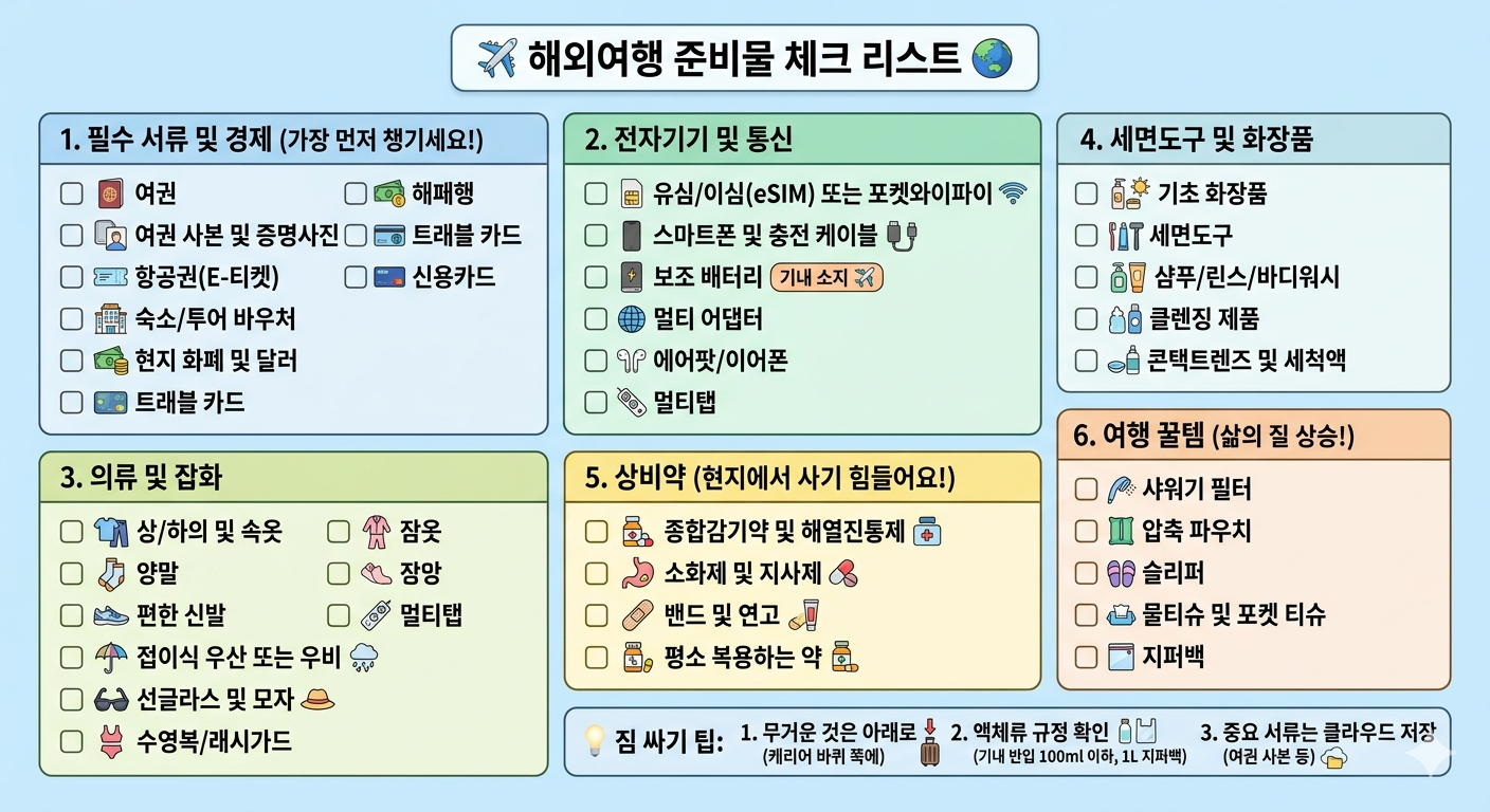 해외여행 필수품 체크리스트