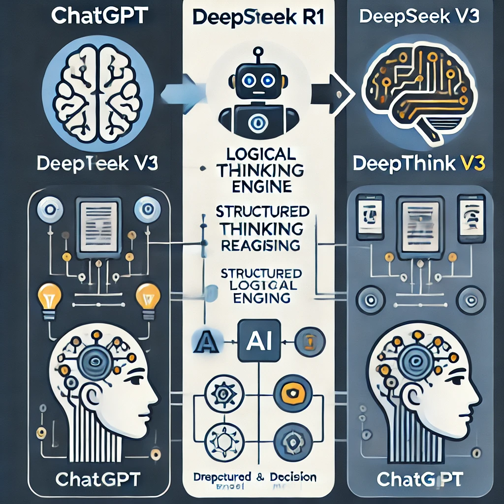 ChatGPT와 딥시크 V3(DeepSeek) 논리적 사고 엔진 비교 인포그래픽