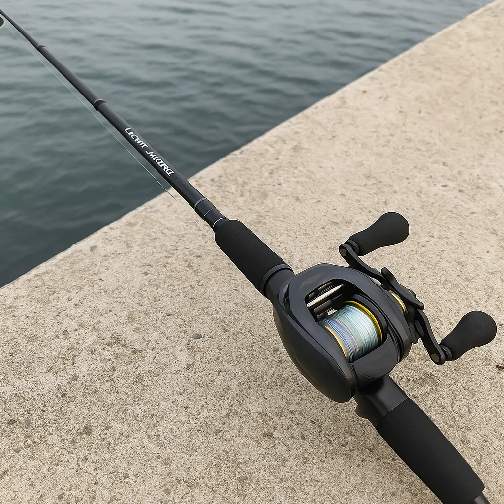 우럭낚시용 지깅로드와 릴 세팅 모습