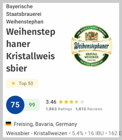 바이엔슈테판 크리스탈바이스 비어 평점