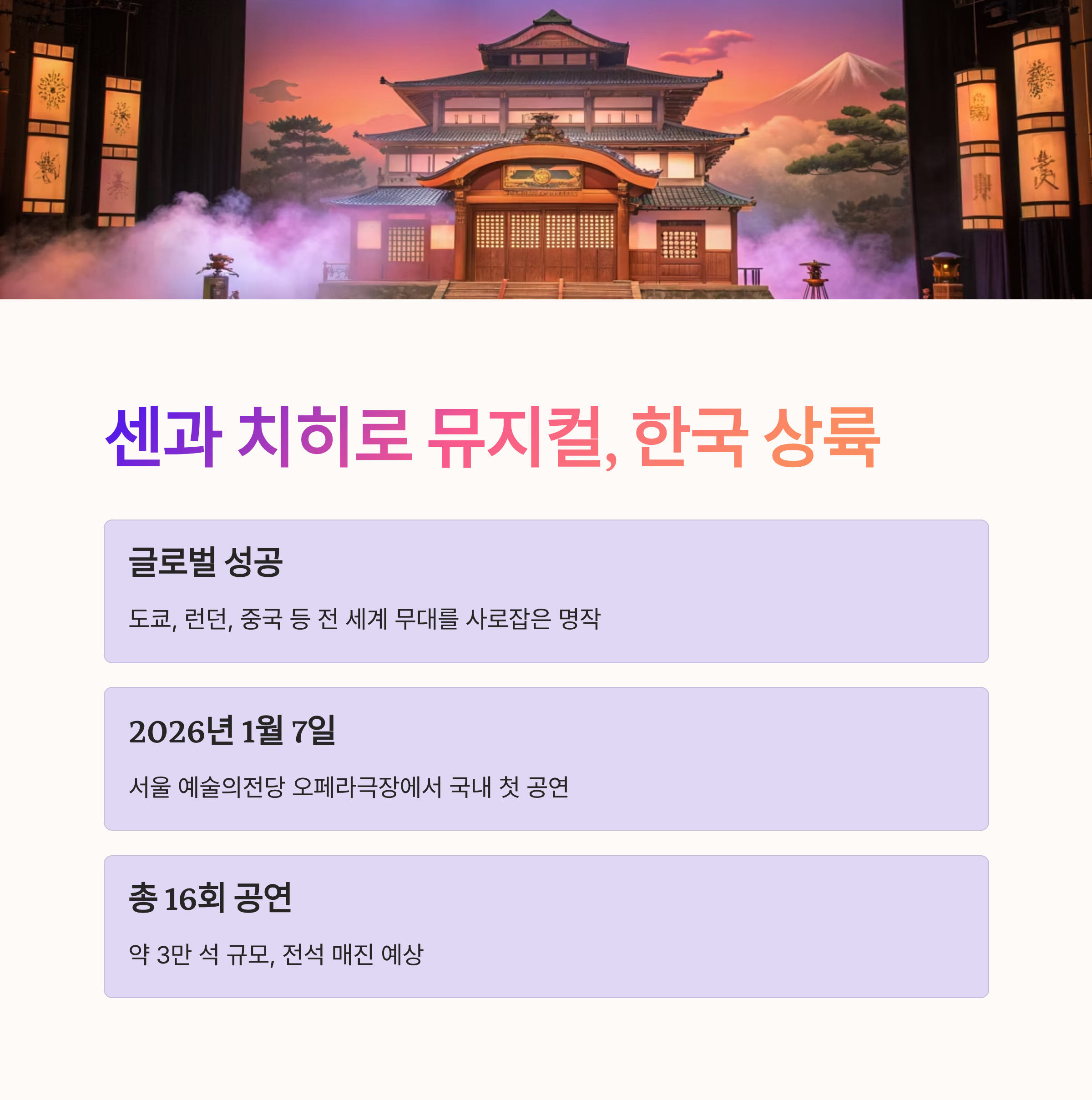 센과 치히로의 행방불명 뮤지컬 예매부터 공연장소·관람팁까지 완벽 가이드!