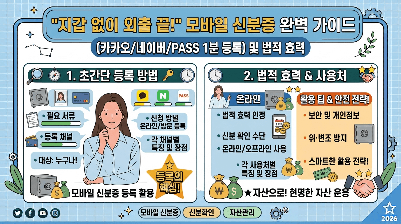 "지갑 없이 외출 끝!" 모바일 신분증 발급 방법 및 효력 (카카오/네이버/PASS 1분 등록)