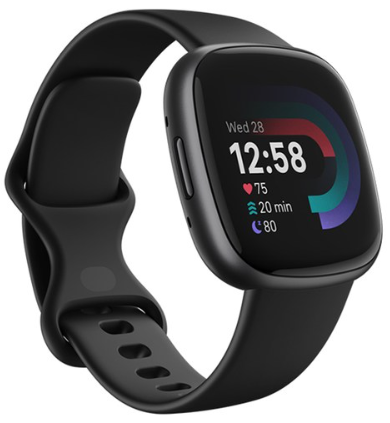 핏빗 버사4 스마트워치&#44; 6.367cm&#44; GPS&#44; 블랙 + 그라파이트 알루미늄