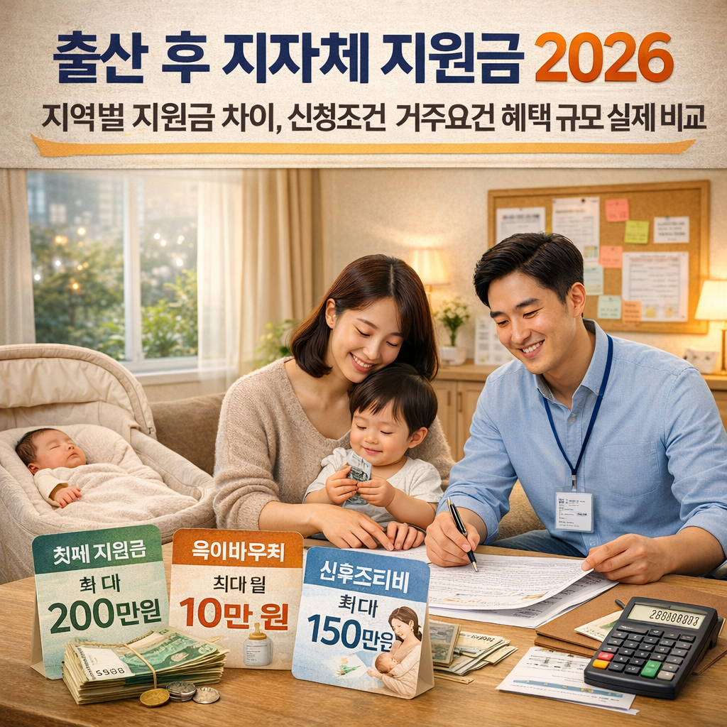 출산 후 지자체 지원금 2026 지역별 지원금 차이 신청조건 거주요건 혜택 규모 실제 비교