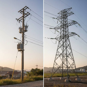 배전 전봇대와 송전 설비의 기술적 차이