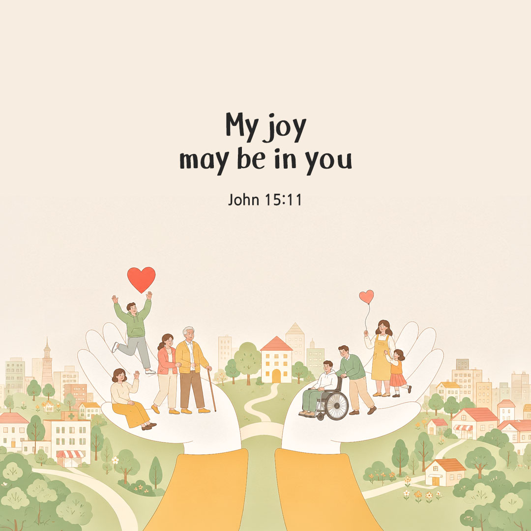 Today's Bible verse card John 15:11 scripture image