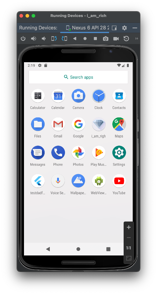 안드로이드에서 I Am Rich 아이콘이 설정된 모습이다.