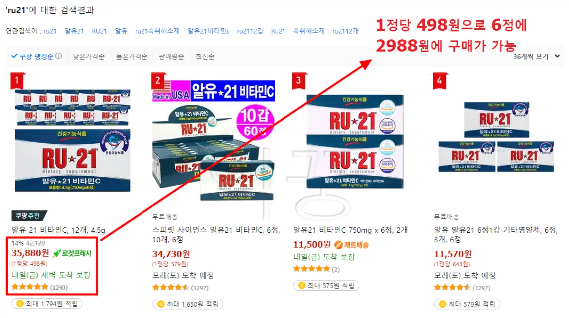 ru21 가격 사진