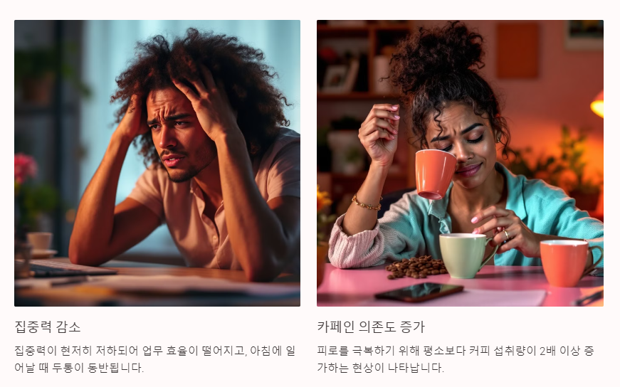 집중력 감소 카페인 의존도 증가