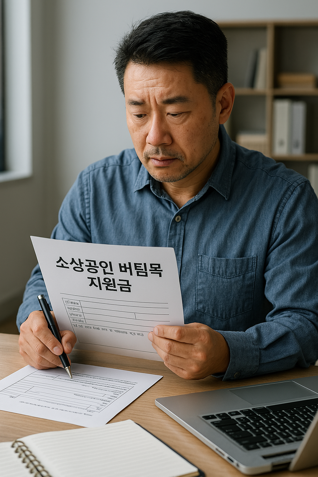 버팀목 지원금 신청 중인 소상공인 모습