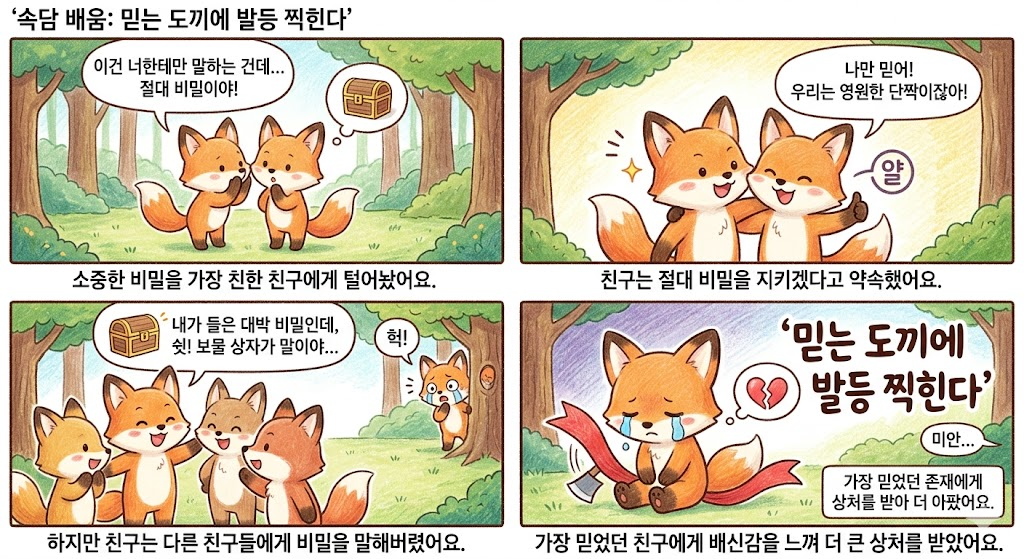 믿는 도끼에 발등 찍힌다 속담