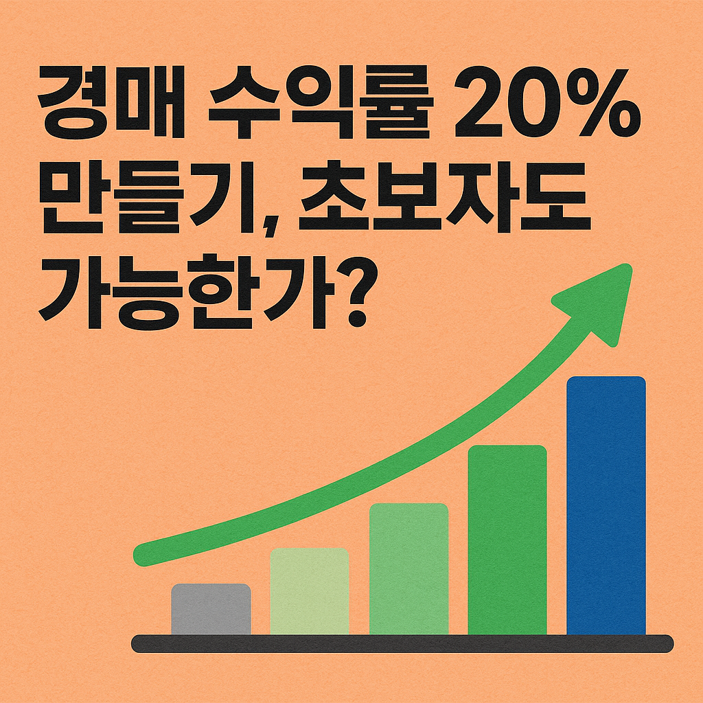 경매 수익률 20% 만들기, 초보자도 가능한가?