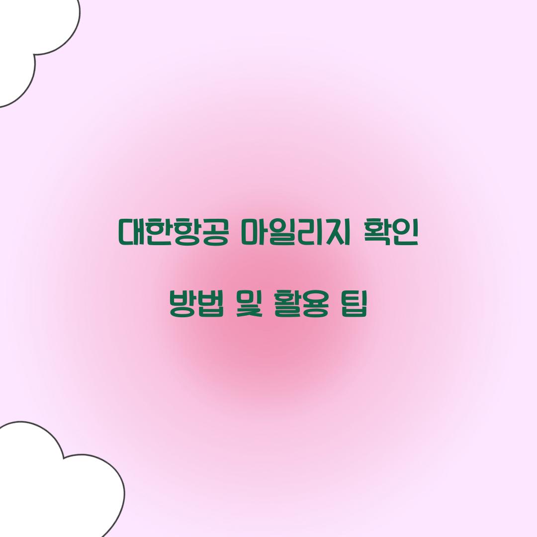 대한항공 마일리지 확인