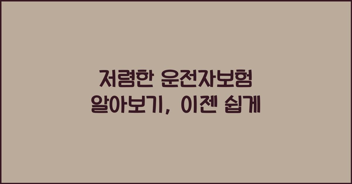 저렴한 운전자보험 알아보기