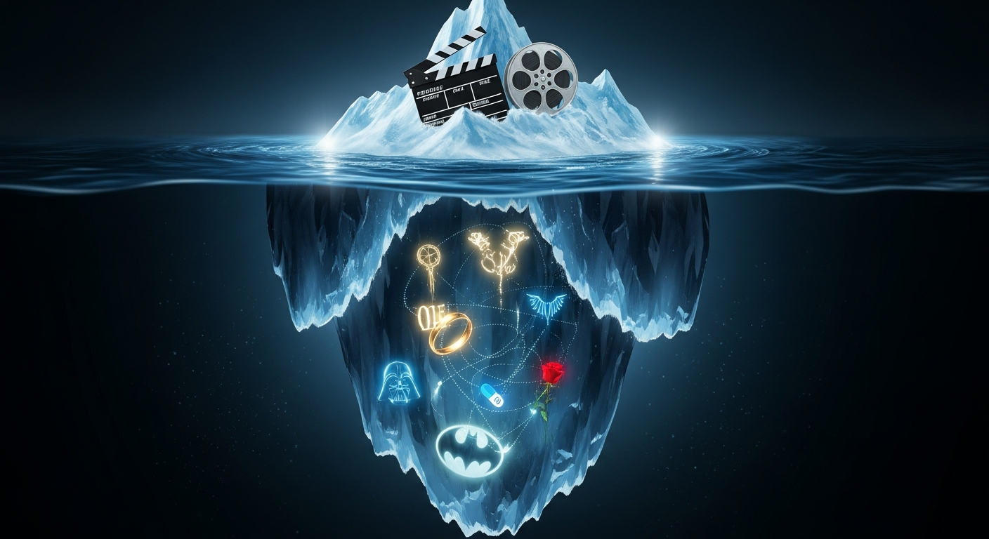 빙산의 일각처럼 영화 속에 숨겨진 상징을 나타내는 이미지