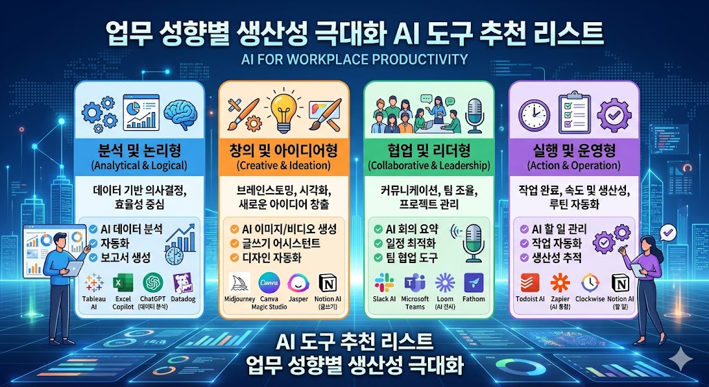 업무 성향별 생산성 극대화 AI 도구 추천 리스트